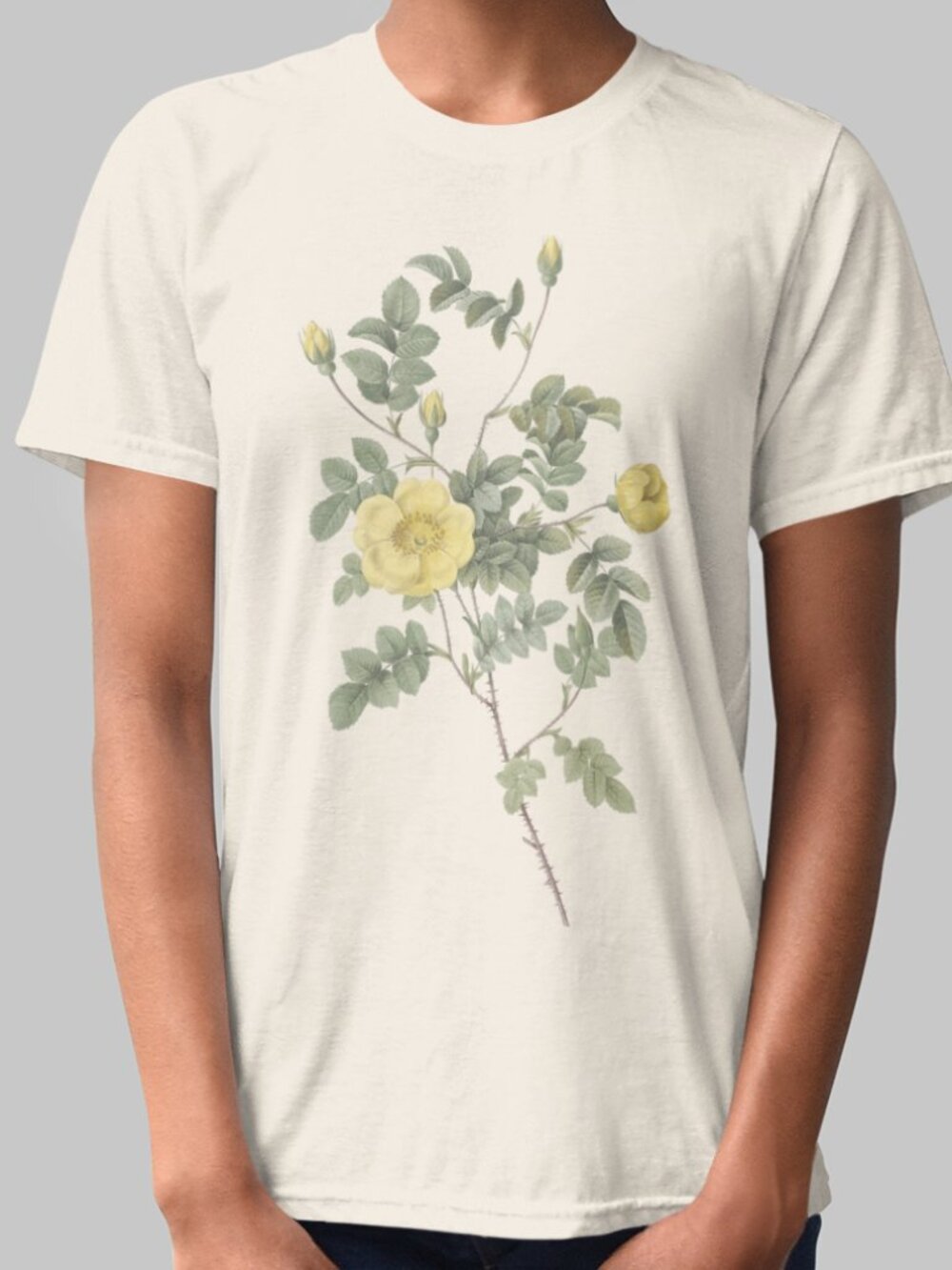 Rose Vintage Floral Print Short Sleeve Graphic Tee T-shirt S-XXL